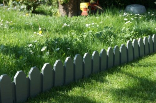 Zaun Set in grau 2,40 m Rasenkanten Beeteinfassung Palisade Beetumrandung Garten Rasen Zierzaun Gartenzaun Beet - 6