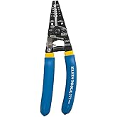 Klein Tools 11055 Klein Tools Kavisli Kablo Sıyırma Pensesi/Tel Kesici, Sarı Şeritli Mavi, 10-20 ga., 10-18 AWG Masif, 12-20 