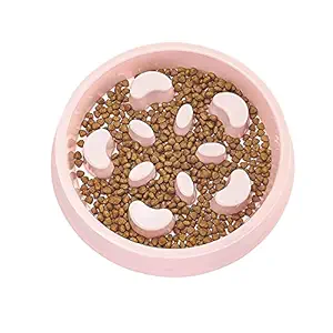 Emily Pets Slow Feeder Bowl Pets Slow Eating Bowl Interactive Feeder Anti Choking Bowl Bloat Stop Dog Bowl Feeding Bowl for Dogs Cats | Pink |