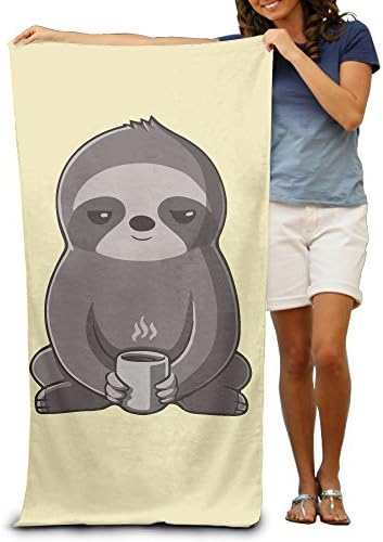 Sloth Drinking Coffee 100% Polyester Shower Towel Chair (31" X 51") Thick Soft Quick Dry Lightweight Towels Blanket
