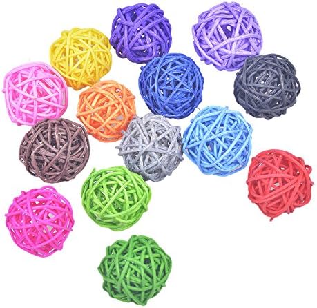 15 Pc Handmade Wicker Rattan Ball for Wedding Christmas Party Hanging Decoration, Bird Toys, Bowl and Vase Filler