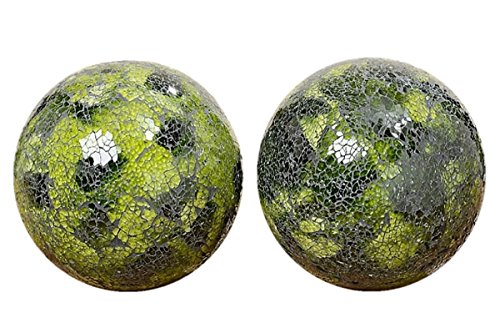 2 x Glaskugel Mosaik Grün Ø 18 cm Glas Kugel Rosenkugel Gartenkugel - 5