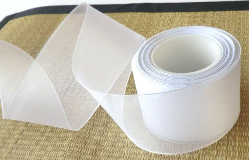SCHLEIFENBAND Organza 25m x 60mm weiß weiss mit Draht Geschenkband DEKOBAND Hochzeit Antennenband - 2