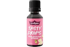 GymQueen Tasty Drops 30ml, Gocce aromatizzanti senza calorie, senza zucchero e senza grassi, per dolcificare i cibi, Flavor Drops saporite senza coloranti artificiali, Cioccolato bianco e pistacchio