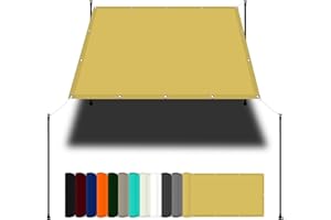 WGLF SUN Right Angle Garden Canopy 1.3 x 1.9 m(4.3 x 6.2ft) Waterproof Garden Screen with Free Rope UV Block Weather-Resistant with Grommets Pes Shade Cloth for Pool Terrace Greenhouse, Cream Color