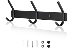 Qiannhee 3 Ganci Appendiabiti a Parete 30CM Fino a 30KG Portaoggetti Bagno Appendiabiti da Muro Resistente Durevole in Acciaio Nero Ganci per Cappotti Cappelli Giacche Cucina Giardino Camera da Letto