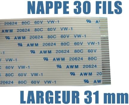 KALEA-INFORMATIQUE FPC flat flexible sheet 30 AWM wires, 1mm pitch, 100mm long, 31mm wide. Connectors on the same side of the FPC sheet.