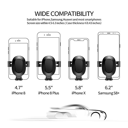 Handyhalterung Auto , Humixx [Lebenszeit-Garantie] 360 Â° Ein-Hand-Operative Auto-Air Vent Universal-Handyhalterung Kompatibel fÃ¼r Phone mit einer Breite von 6,5 cm- 9cm-Schwarz