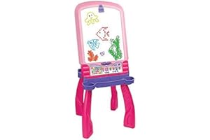 VTech - Magi Chevalet Interactif 3 en 1 Rose, Tableau Enfant Magique, Double Face Blanc Effaçable et Noir à Craie, Table à Dessin Musicale et Lumineuse, Cadeau Enfant Dès 3 Ans - Contenu en Français
