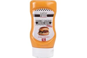 Classic Foods of America Gourmet Cheddar Cheese Sauce Squeeze 310g – Sauce Onctueuse au Véritable Cheddar, Prête à l’Emploi, Utilisable Chaud ou Froid pour Burgers, Frites, Sandwichs
