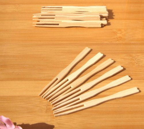 Büffet-Gabeln, Holz, 9 cm, 200 Stück - 2