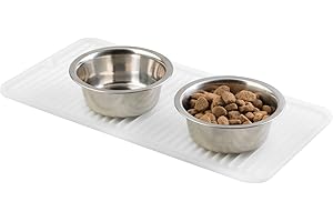 mDesign Feeding Mat Small - Grey Pet Bowl Mat for Dogs, Cats and Other Animals - Animal Placemats, Each for One Large or Two Small Feeding Bowls