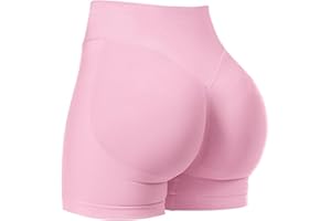 SUNSESS Women's Impact Gym Shorts Seamless Hidden Scrunch Booty Butt Lifting High Waisted 4.5" Yoga Workout Cycling Shorts