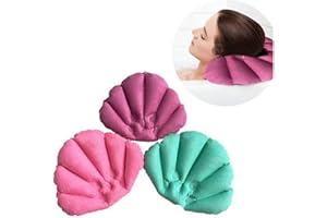 Jomewory Cuscino gonfiabile per vasca da bagno, rivestito in spugna con ventose, cuscino di supporto per il corpo a forma di conchiglia, carino a forma di conchiglia, cuscino per vasca da bagno, spa,