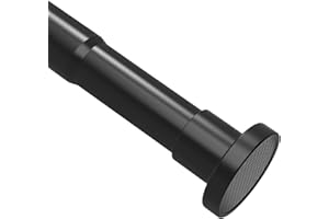 VIOREMOS Extendable Shower Curtain Rod 76-224cm,Diameter 25mm Black Telescopic Rod for Shower Stalls, Bathrooms, Windows