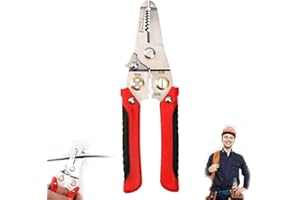 AUMUDE Alicates de división de alambre multifuncionales,cortador de cable de crimpado,pelacables,cortador de cortador,alicates de crimpado con mango de agarre antideslizante,herramientas artesanales(rojo)