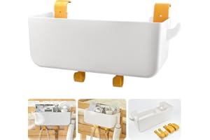 CYNNXIA Bedside Hanging Storage Basket Plastic Dorm Bedside Holder Bunk Bed Bedside Organizer Caddy Hanging Bed Storage Accessories with Detachable Hooks for Home Office School Dorm Room