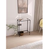 Lirio Metal Dresuar Dekoratif Kahve K&ouml;şesi Konsol Siyah Şeffaf Cam 60 cm Antre Hol Sehpası