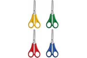 Lansonee 4 Pieces of Children's Scissors with Cm Scale Steel Pre-School Plastic Handle Handmade Scissors for Cutting Art DIY Craft Student Teaching Discount Supplies