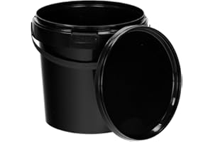 BenBow Eimer mit Deckel 1l schwarz 1x 1 Liter - lebensmittelecht, stabil, luftdicht, auslaufsicher, geruchsneutral - Aufbewahrungsbehälter aus Kunststoff, mit Henkel - leer
