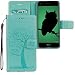 Produktbild Huawei Y6 Pro 2017 Hülle, CLM-Tech Tasche aus Kunstleder Wallet Case - Schutzhülle [Standfunktion] [Magnetverschluss] [Kartenfächer] [Handschlaufe] Flip Cover - Bookstyle Handy Flipcase Baum Eule grün, PU Leder-Tasche für Huawei Y6 Pro 2017 Lederhülle
