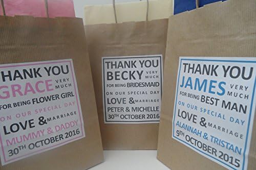 PERSONALISED BROWN KRAFT WEDDING GIFT BAG - with tissue paper