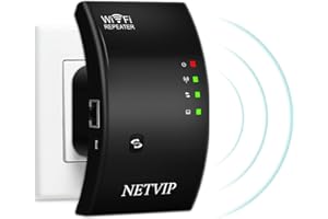 NETVIP Repetidor WiFi, Amplificador señal Extensor WiFi 300Mbps 2.4GHz con Repertidor/Ap Modo y la función WPS,1 Puerto Ethernet, Facil de Instalar, Compatible con los Routers y ADSL/Fibra