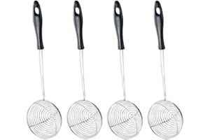 Cabilock Kitchen Strainer Stainless Steel Colander Pasta Strainer Fondue Sieve Ladle Strainer Strainer Food Strainer Slotted Spoon Skimmer Spoon for Hot Pot Kitchen Baking Cooking Pack of 4 S