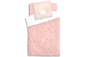 ATMOSPHERA CREATEUR D'INTERIEUR Atmosphera - Parure de Lit Enfant Chat Rose - 140 x 200 cm, 1 Personne - 100% Coton, Housse et Taie d'oreiller - pour Chambre d'enfant