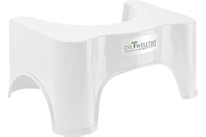 QUALITY CONTOR Dr. Wellthy - Medizinischer Hocker - Hämorrhoiden, Verstopfung, Reizdarm, Blähungen - Effiziente Darmentleerung durch Hocke - Abführhilfe, Stuhl, Hockstuhl, Toilettenhocker - 41,5x24x17 cm - Weiß