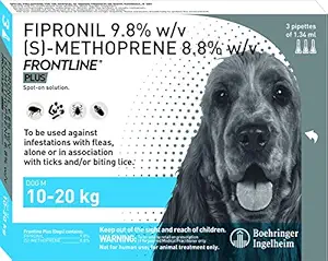 Frontline Plus Spot On for Dogs - Tick and Flea ? Treatment/Control (Medium (10-20 Kg))