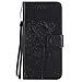 Price comparison product image DENDICO iPhone X Case, iPhone XS Case, Premium PU Leather Flip Wallet Case, Tree Embossing Protective Magnetic Case Cover for Apple iPhone X/XS - Black