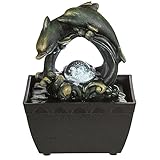 inkl. Pumpe LED Zimmer Tisch Brunnen RGB Farbwechsel Wasser Spiel Dekoration Delfin Design Globo 93027
