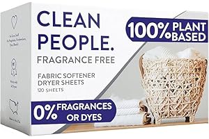 The Clean People Fabric Softener Sheets - Dryer Sheets - Softens & Removes Static Cling - Vegan Laundry Softener, Fragrance Free - Unscented, 120 Pack