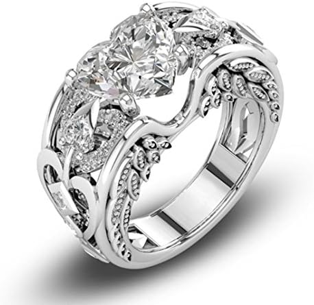 2018 Wedding Engagement Rings, GreatestPAK Silver Natural Ruby Gemstones Birthstone Bride Rings (White, 7)