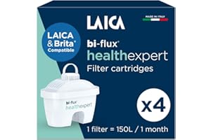 Cartucho de filtro de agua LAICA Healthexpert: reduce los PFA hasta un 92%, reduce los microplásticos, el cloro, la cal y los metales pesados. Compatible con jarras Brita. 4 meses x 150L