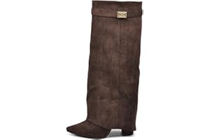 IF FASHION Stivali Alti al Ginocchio Punta a Punta Tacco Alto Gambale A Ghetta Stile Western Comodi e Chic 6885