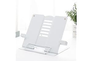 KETIEE Atril para Libros de Metal Plegable, Soporte Libros para Estudiar Soporte de Lectura para Libros Ajustable Atril Estudio Oposiciones Soporte de Lectura de Cocina, Blanco