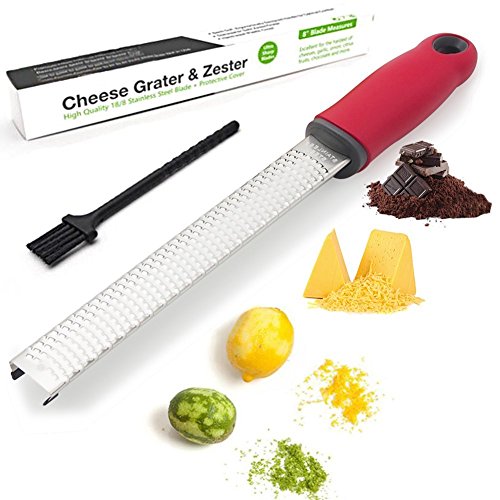 Cheese Grater Citrus Lemon Zester Stainless Steel Suitable for Chocolate, Nuts, Orange, Garlic, Ginger, Fruits Slicer Zester with Plastic Protective Cover -Sharp Blade- Non Slip Handle