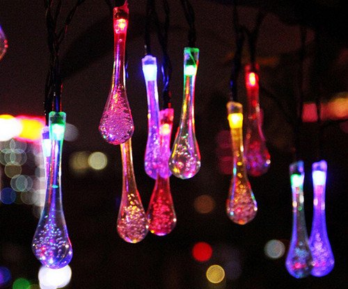 Uping® Solar Lichterkette 30er led Wassertropfen für Party, Garten, Weihnachten, Halloween, Hochzeit, Beleuchtung Deko in Innen und Außenbereich usw. Wasserdicht 6,5M mehrfarbig - 4
