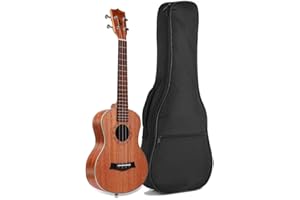 LFSEMINI 26 inch Black Ukulele Bag, Durable Padded Bag with Adjustable Straps for Concert, Soprano, Tenor