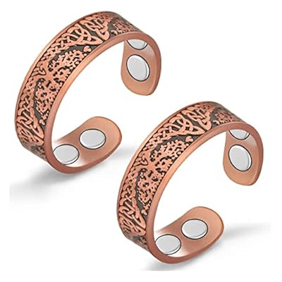 Cigmag Lymphatic Drainage Magnetic Ring for Women Copper Adjustable with Removal Tool and Gift Box (Copper Tree of Life)