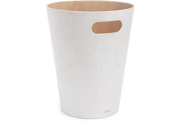 Umbra Woodrow Poubelle Ou Corbeille À Papier Moderne En Bois D'Une Capacité De 7.5 L Pour Salle De Bain. Bureau. et Bien Plus Encore. Hêtre Commun. Blanc/Naturel