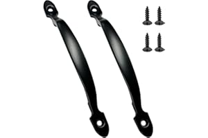 MAXQUU 2 maniglie nere per porte con viti abbinate, maniglie per cancelli, tiranti per porte, maniglie ad arco retrò, adatte per porte di armadi, porte da giardino, armadi