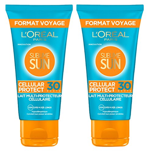 Tamaño de L'Oréal Paris Sublime Sun Cellular viaje Proteger leche Multi-Cell protector FPS30 50 ml - Lote de 2