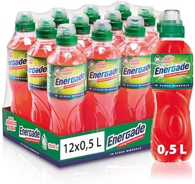Energade, Bevanda Reintegrante 12x0,5L, Gusto Arancia Rossa, Con Sali Minerali, Perfetta Per L'Attività Fisica, Tappo Push&Pull, Formato Sportivo per Idratazione in Movimento
