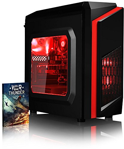 VIBOX Killstreak GS310-103 Gaming PC - 3,9GHz Intel i3 Dual Core CPU, GT 710 GPU, preiswerte, Familien, Multimedia, Desktop Gamer Computer mit Spielgutschein, Rot Innenbeleuchtung, lebenslange Garantie* (3,9GHz Intel i3-7100 Dual-Core Kabylake CPU-Prozessor, Nvidia GeForce GT 710 1GB Grafikkarte GPU, 8GB DDR4 2133MHz RAM, superschnelle 120GB SSD, 2TB (2000GB) SATA III 7200rpm Festplatte, 400W 85+ Netzteil, CIT F3 Rot Gaming Geh§use, Intel B250 LGA1151 Mainboard, Ohne Windows Betriebssystem)