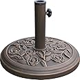 Garden Mile Rattan Effect Garden Parasol Umbrella Base - Heavy Duty Weatherproof Black Resin Umbrella Stand for Patio, Garden, Outdoor,Outdoor Furniture Umbrella, Canopy, Gazebo