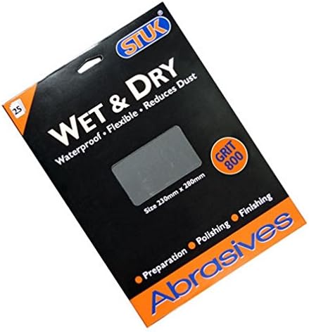 STUK ZAWD800L 230 mm x 280 mm 800 Grit Wet and Dry Super Fine Abrasive Paper Sheet - Black (Pack of 25)