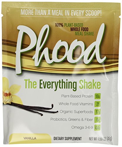 PlantFusion, Phood Shake, 100% Plant-Based Whole Food Meal Shake, Vanilla, 12 Packets, 1.59 oz (45 g) Each